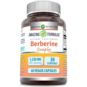 Amazing Formulas Berberine Complex 1250 mg per Serving 60 Veggie Capsules (Non-GMO,Gluten Free)