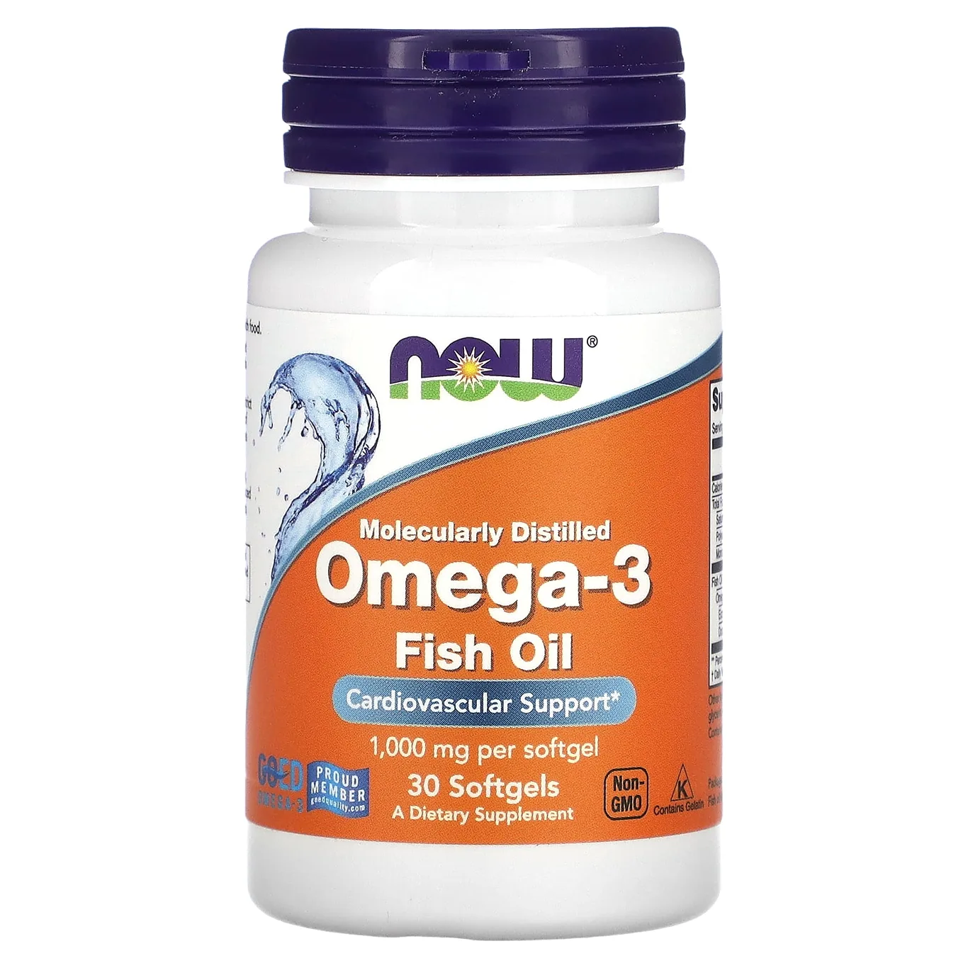 Omega-3 Fish Oil | Molecularly Distilled 30 Softgels | by NOW