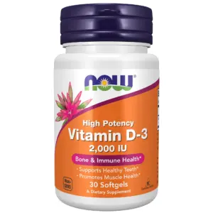 NOW Supplements | Vitamin D-3 2,000 IU | High Potency | Structural Support* | 30 Softgels