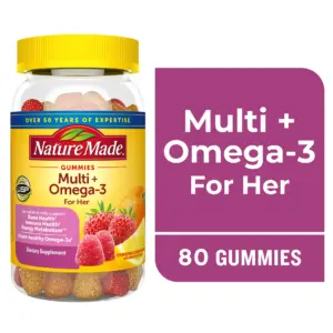 Nature Made Womens Multivitamin + Omega-3 Gummies for Daily Nutritional Support | 80 Count | Single